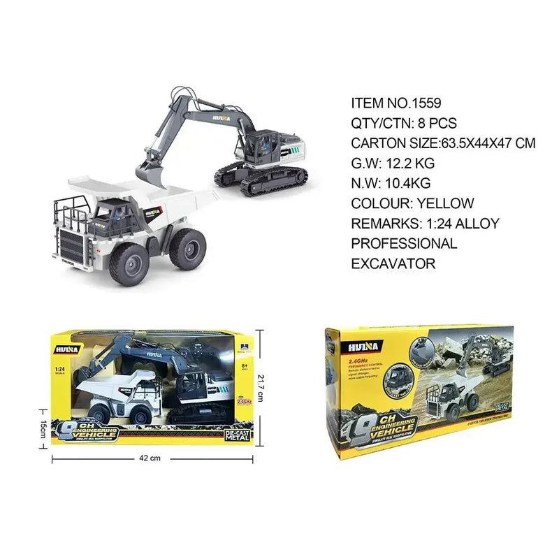 Huina 1559 Remote Control Excavator + Dump truck Set