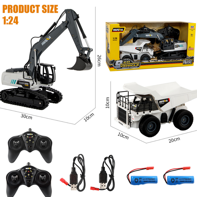 Huina 1559 Remote Control Excavator + Dump truck Set