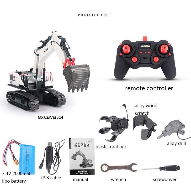 HUINA 1594 RC EXCAVATOR (2023 Model) – Huina Construction Toys